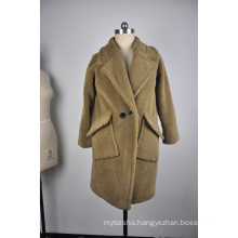 Elegant Coat Women 2020 Autumn Winter Warm Soft Jacket Female Overcoat 100% Polyester Knitted Casual Outwear